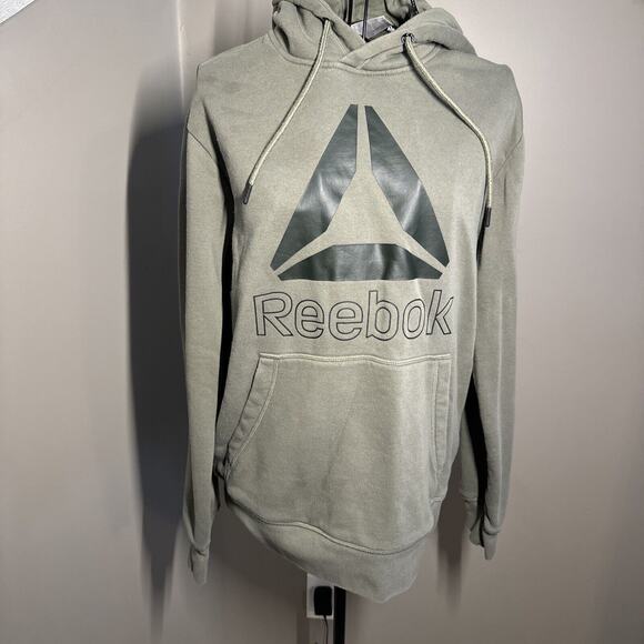 Reebok Hoodie Sweatshirt Mens S/CH/P Gray Drawstring Pullover Logo Streetwear - Picture 1 of 6